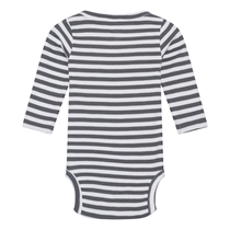 BIRKHOLM Stribet Rib Body Perfekt Hvid & Elefant Grå